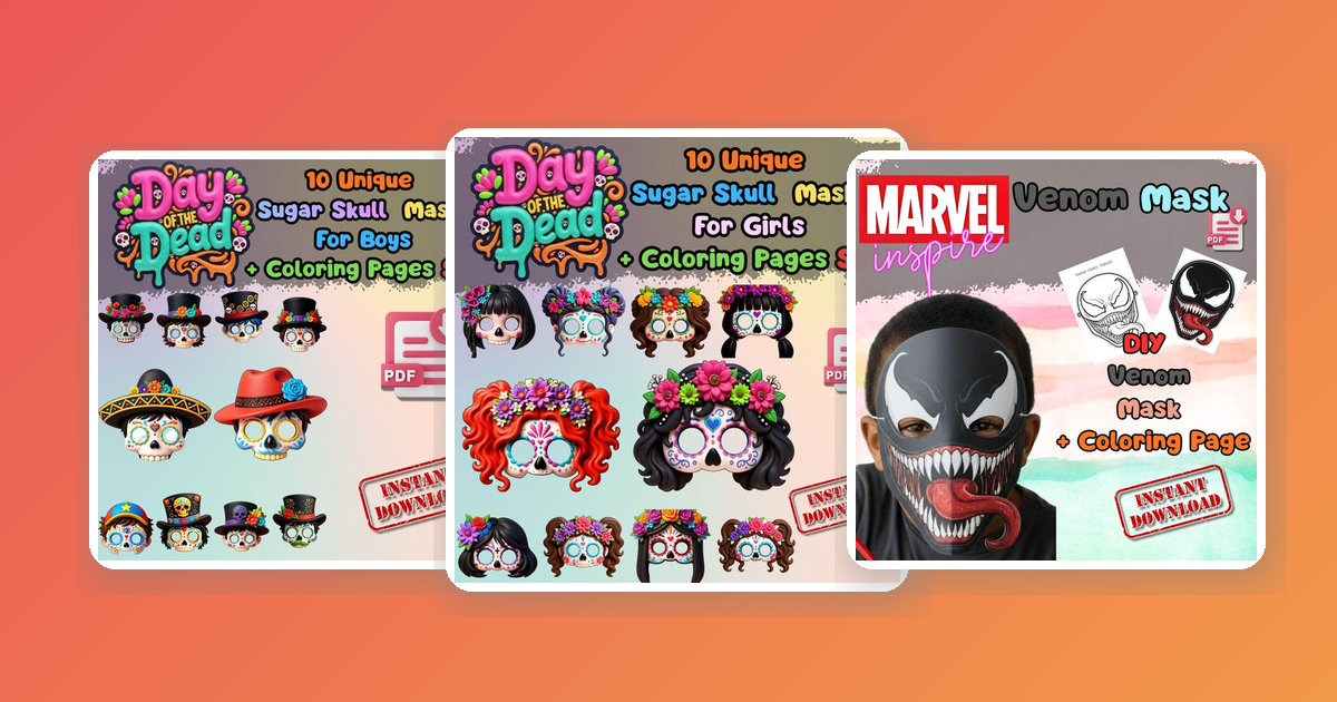 Budget DIY Halloween Costumes for Groups: Printable Masks