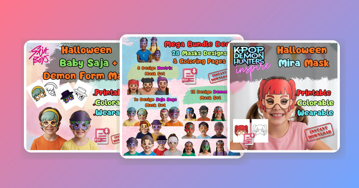 How to Plan the Ultimate KPop Kids Birthday Party: Saja Boys Printable Mask Activity