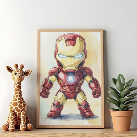 Avengers Watercolor Poster Set 6 Designs, Kids Room Wall Art, Superhero Nursery Decor, Instant Download PDF - görsel 3