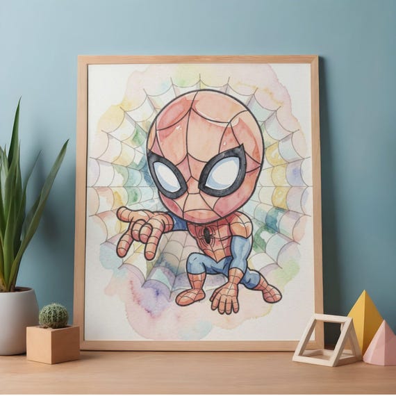 Avengers Watercolor Poster Set 6 Designs, Kids Room Wall Art, Superhero Nursery Decor, Instant Download PDF - görsel 4