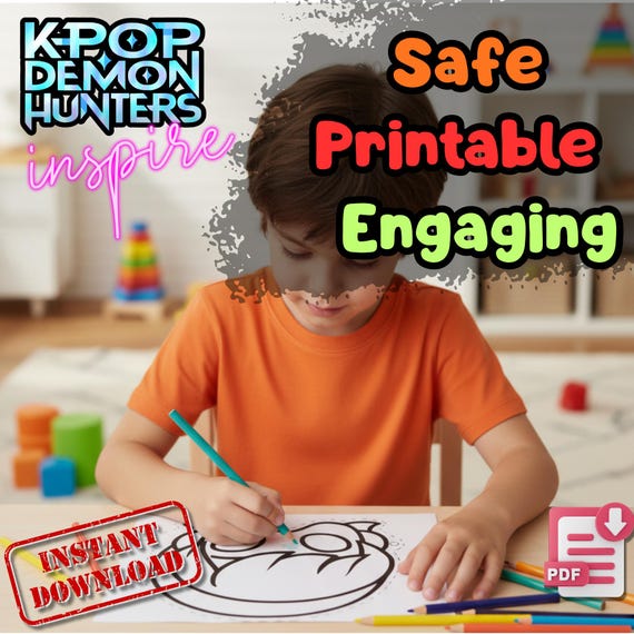 Baby Saja KPop Mask Printable, Kids Birthday Party Activity, Outdoor Garden Craft, Party Favor PDF - görsel 3