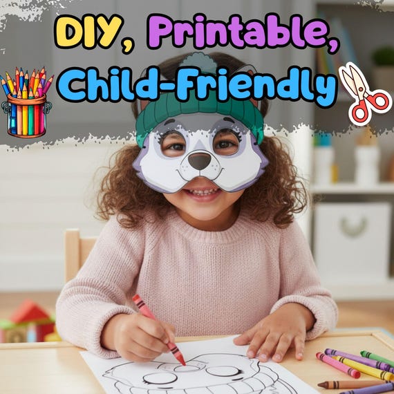 Everest Paw Patrol Mask Printable, Girls Birthday Party Costume Activity, Screen Free Craft (PDF) - görsel 3