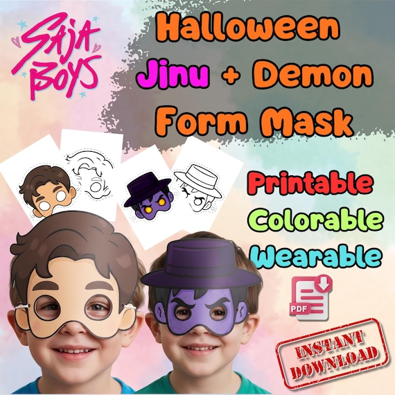 Jinu Saja Boys KPop Mask Printable, Kids Birthday Party Activity, Outdoor Craft, Party Favor PDF