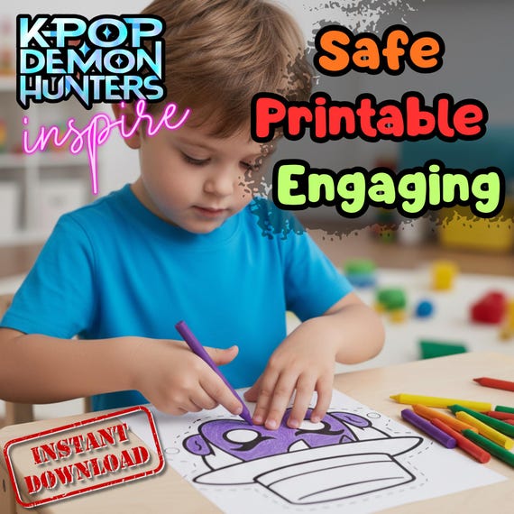Jinu Saja Boys KPop Mask Printable, Kids Birthday Party Activity, Outdoor Craft, Party Favor PDF - görsel 4