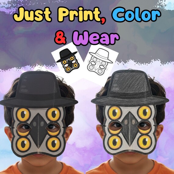 K-Pop Demon Bird Mask and Coloring Page, Printable Halloween Cosplay Activity (Digital Download) - görsel 2