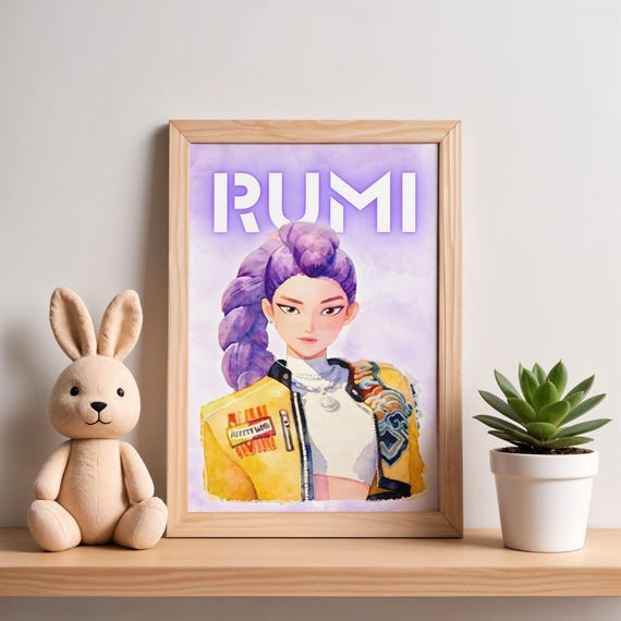K-Pop Demon Hunters Poster Set Rumi Mira Zoey, Anime Girl Wall Art, Digital Download - görsel 4