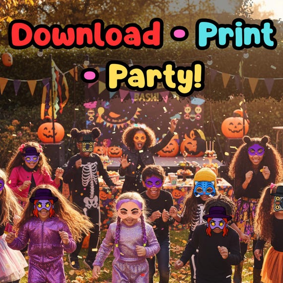 KPop Demon Hunters 28 Mask Set Printable, Kids Birthday Party Activity, Outdoor Garden Craft PDF - görsel 2
