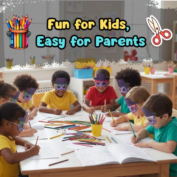 KPop Demon Mask Set 12 Designs Printable, Kids Birthday Party Activity, Outdoor Garden Craft PDF - görsel 4