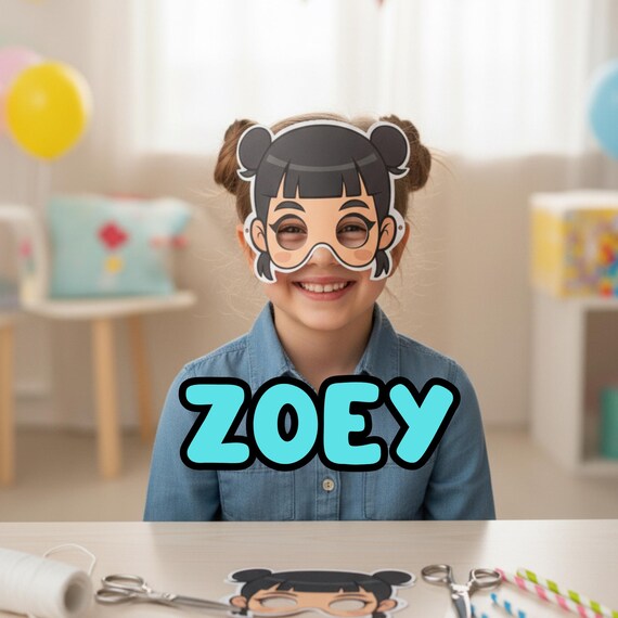 KPop Huntrix 6 Mask Set Printable, Kids Birthday Party Activity, Outdoor Garden Party Craft PDF - görsel 2