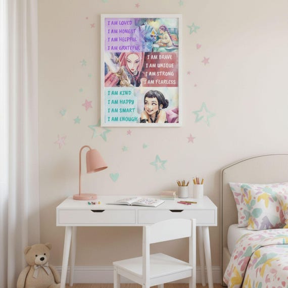Kpop Huntrix Motivational Poster Rumi Mira Zoey, Anime Girl Wall Art, Digital Download - görsel 4