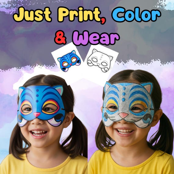 KPop Tiger Mask Printable, Kids Birthday Party Activity, Outdoor Garden Craft, Summer Party Favor PDF - görsel 2