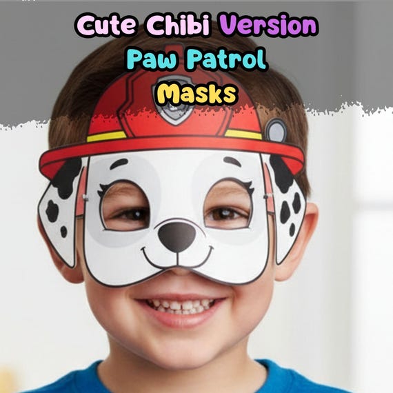 Marshall Paw Patrol Mask Printable, Kids Birthday Party Costume Activity, Screen Free Craft (PDF) - görsel 4
