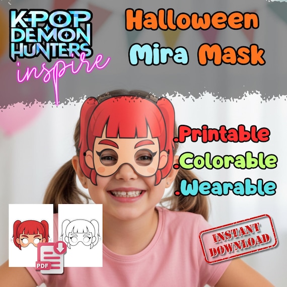 Mira KPop Demon Hunters Mask Printable, Kids Birthday Party Activity, Outdoor Craft, Party Favor PDF
