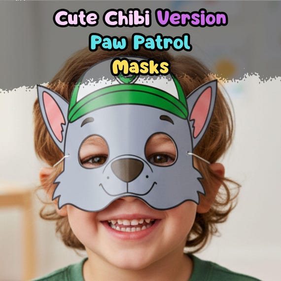 Rocky Paw Patrol Mask Printable, Kids Birthday Party Costume Activity, Screen Free Craft (PDF) - görsel 4