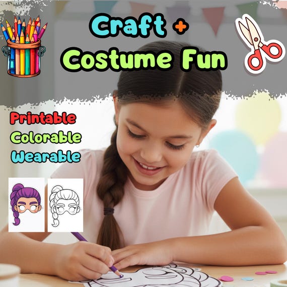Rumi KPop Demon Hunters Mask Printable, Kids Birthday Party Activity, Outdoor Craft, Party Favor PDF - görsel 4