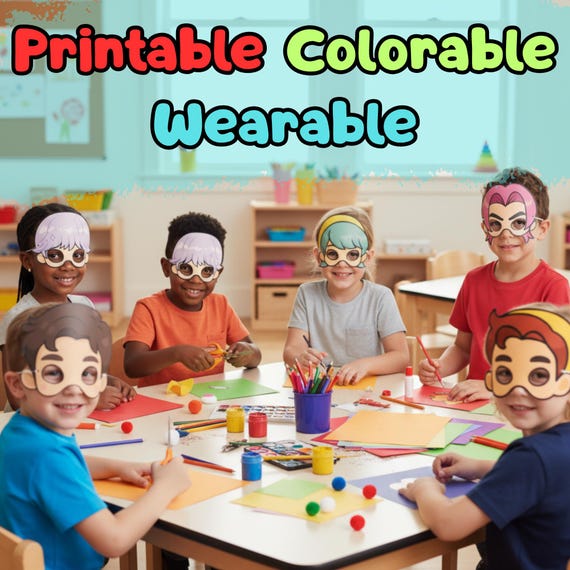 Saja Boys 10 Mask Set Printable, KPop Kids Birthday Party Activity, Outdoor Garden Craft PDF - görsel 4