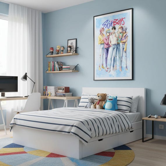Saja Boys K-Pop Demon Hunters Poster, Watercolor Fan Art Wall Decor, Digital Download - görsel 3