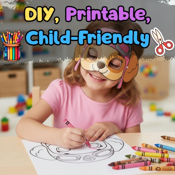 Skye Paw Patrol Mask Printable, Girls Birthday Party Activity, Outdoor Garden Craft, Party Favor PDF - görsel 3