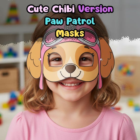 Skye Paw Patrol Mask Printable, Girls Birthday Party Activity, Outdoor Garden Craft, Party Favor PDF - görsel 5