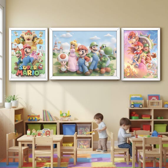 Super Mario Wall Art Prints, Watercolor Kawaii, Ghibli Inspired, Nintendo Poster (Digital Download) - görsel 5