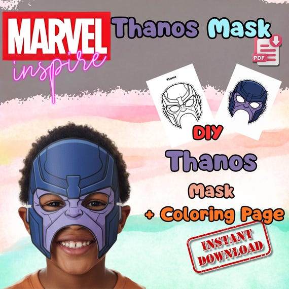 Thanos Mask Printable, Kids Birthday Party Activity, Outdoor Garden Craft, Summer Party Favor PDF