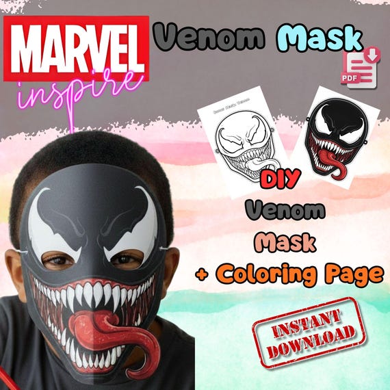 Venom Mask Printable, Kids Birthday Party Activity, Outdoor Garden Craft, Summer Party Favor PDF