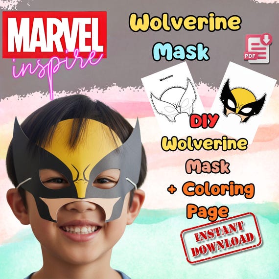 Wolverine Mask Printable, Kids Birthday Party Activity, Outdoor Garden Craft, Summer Party Favor PDF
