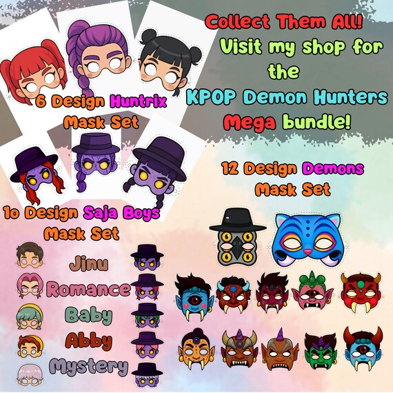 Zoey KPop Demon Hunters Mask Printable, Kids Birthday Party Activity, Outdoor Craft, Party Favor PDF - görsel 2